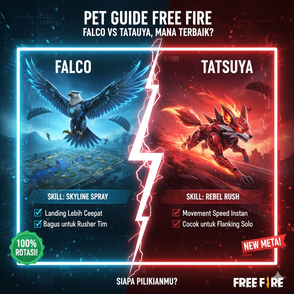 Pet Guide Free Fire: Falco vs Tatsuya, Mana Terbaik?