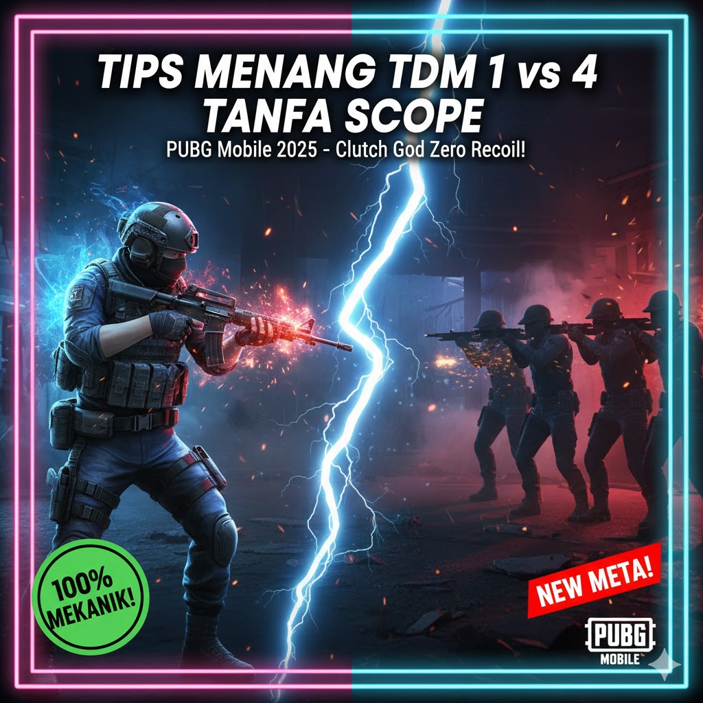 Tips Menang TDM 1 vs 4 Tanpa Scope PUBG Mobile 2025 – Clutch God Zero Recoil!