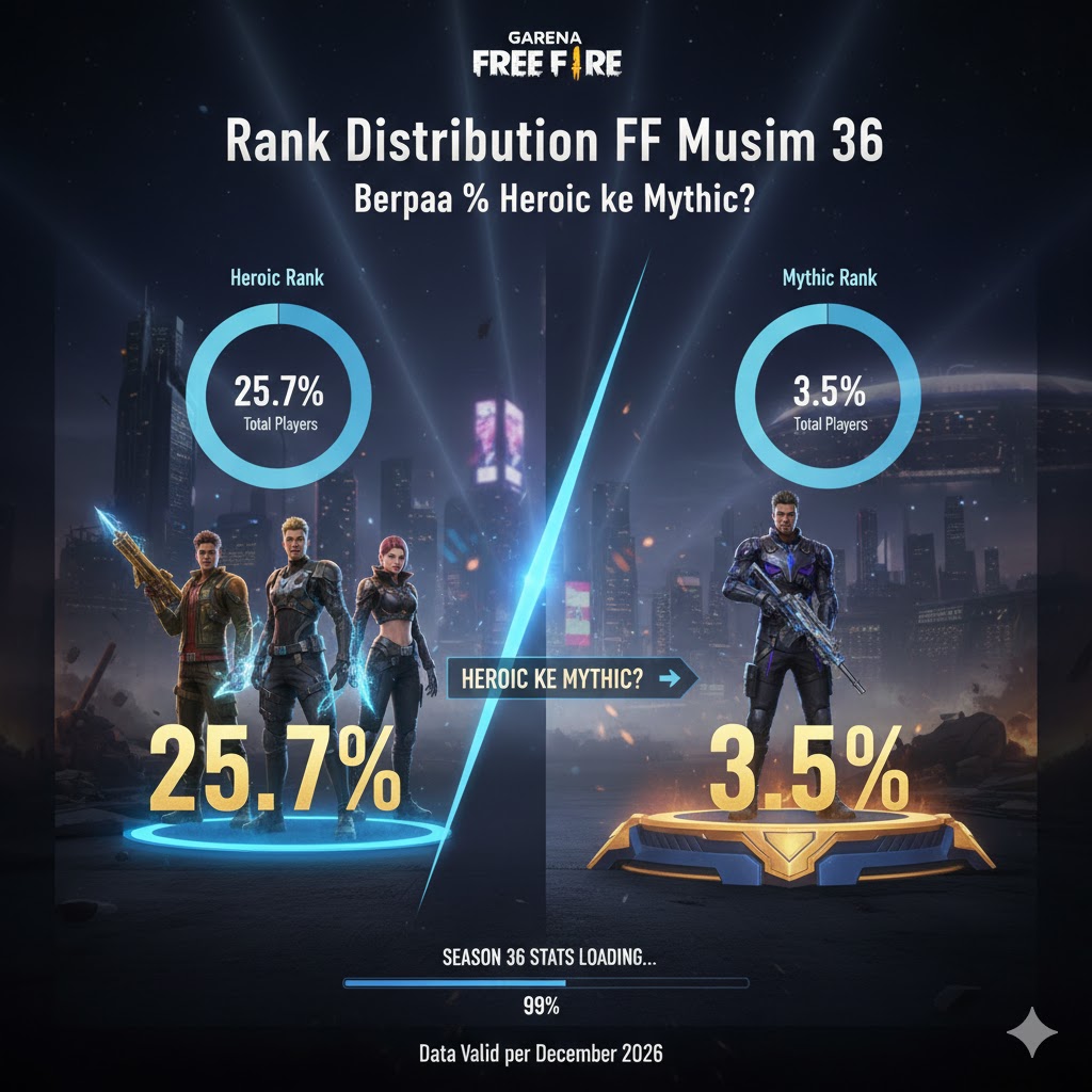 Rank Distribution FF Musim 36: Berapa % Heroic ke Mythic? Statistik Terbaru 2026!