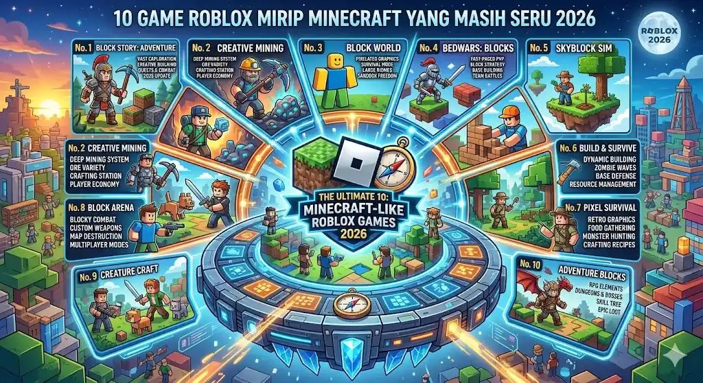 10 Game Roblox Mirip Minecraft yang Masih Seru 2026